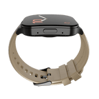 RONiN R-07 Smart Watch featuring a black dial with pale brown strap, perfect for style and smart features.