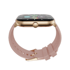 RONiN R-06 Smart Watch in golden with maroon strap, suitable for both Android and iOS compatibility