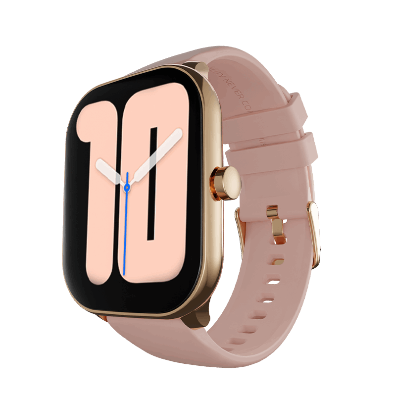 Golden RONiN R-06 Smart Watch with pink strap, designed for style and functionality with a 300mAh battery.