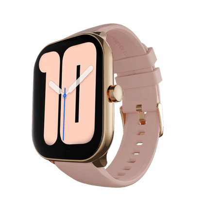 Golden RONiN R-06 Smart Watch with pink strap, designed for style and functionality with a 300mAh battery.