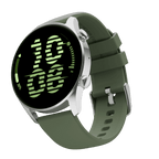 RONiN R-08 Smart Watch presenting a silver dial and a lively grass green strap, ideal for fitness enthusiasts seeking both form and function.