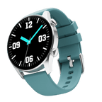RONiN R-08 Smart Watch featuring a sleek silver dial matched with a vibrant teal strap, offering a contemporary look with comprehensive health monitoring.