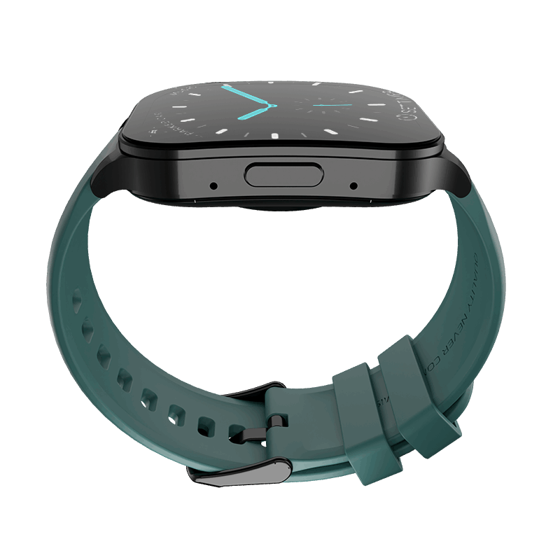RONiN R-07 Smart Watch with a black dial and vibrant teal strap, offering comprehensive health tracking.