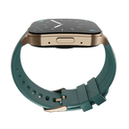 RONiN R-07 Smart Watch with a golden dial and teal strap, adding a touch of luxury to everyday smart technology.