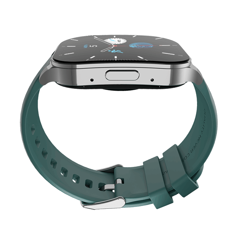 RONiN R-07 Smart Watch with a silver dial and teal strap, featuring health monitoring and fitness tracking capabilities.