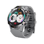 Silver RONiN R-012 Rugged Smart Watch, featuring a 1.43-inch AMOLED display and multiple health monitoring features.
