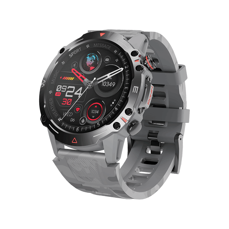 Silver RONiN R-012 Smart Watch, IP68 rated for water resistance, perfect for fitness and health tracking.