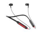 RONiN R-970 wireless neckband in red, featuring a flexible collar and soft bass sound system for comfortable, high-quality listening.